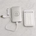 One portable charger showing the suction on the other side. 