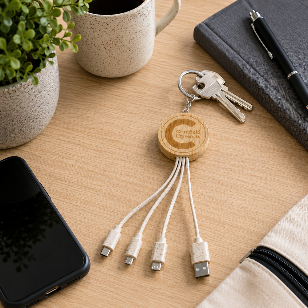 Cranfield University Bamboo charging cable 